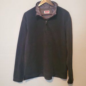 Wrangler Men's Quarter Zip Black Fleece Long Sleeve Pullover Size Large